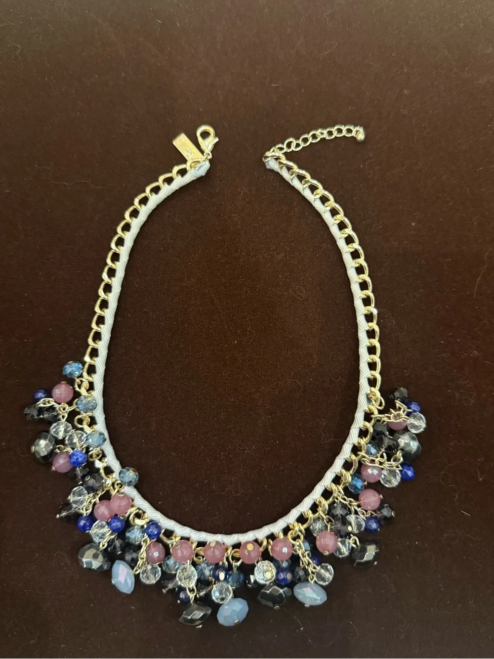 The Limited Pink & Blue Beaded Fringe Necklace